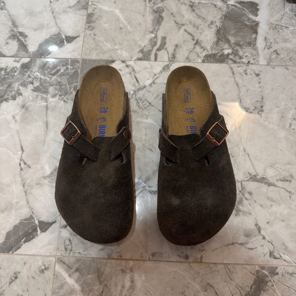 Brown Suede Birkenstock Clogs Size 36 Wide
